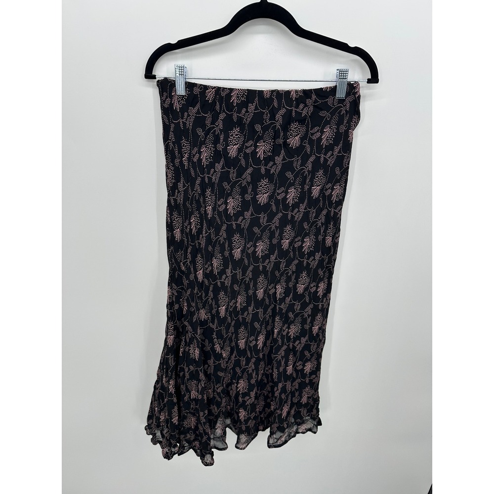 VTG Women Y2K 90s Midi Skirt L Floral Whimsigoth Dark Romantic Fairy - Picture 2 of 5